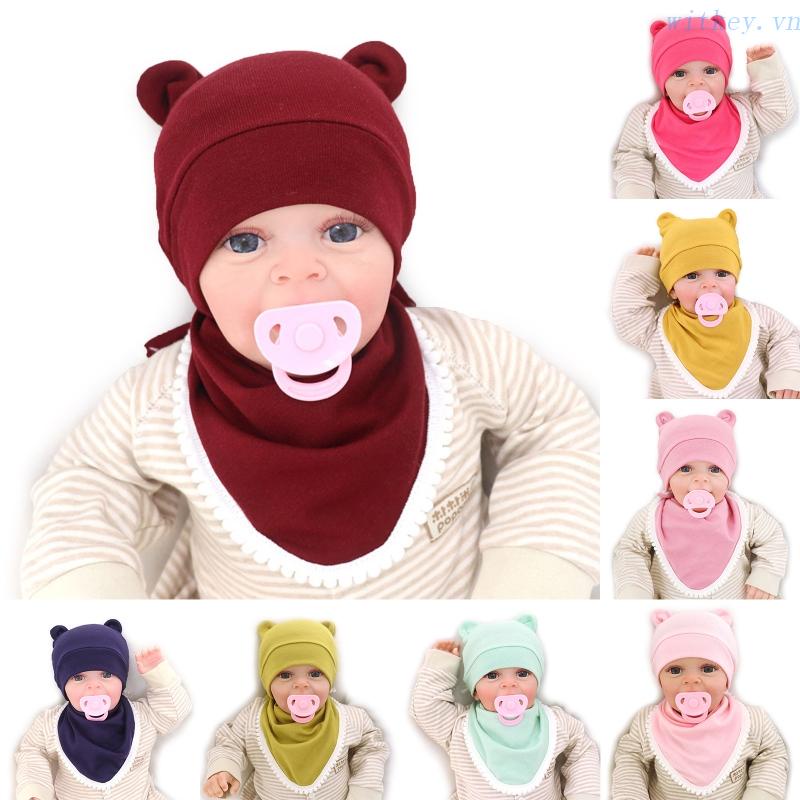Bộ 2 Yếm Ăn Bằng Cotton Mềm Màu Trơn Giữ Ấm Cho Bé Sơ Sinh