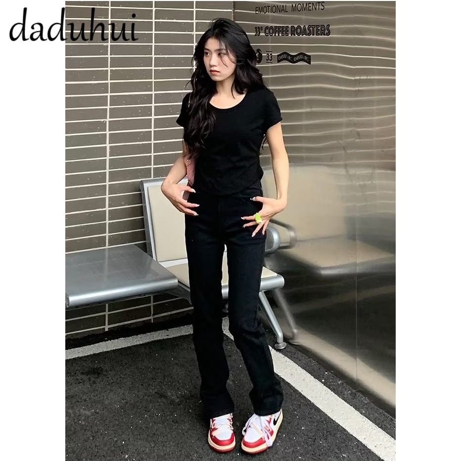 Daduhui New Korean Version of Ins Niche Jeans Women's High Waist Loose Wide Leg Pants Large Size Trousers