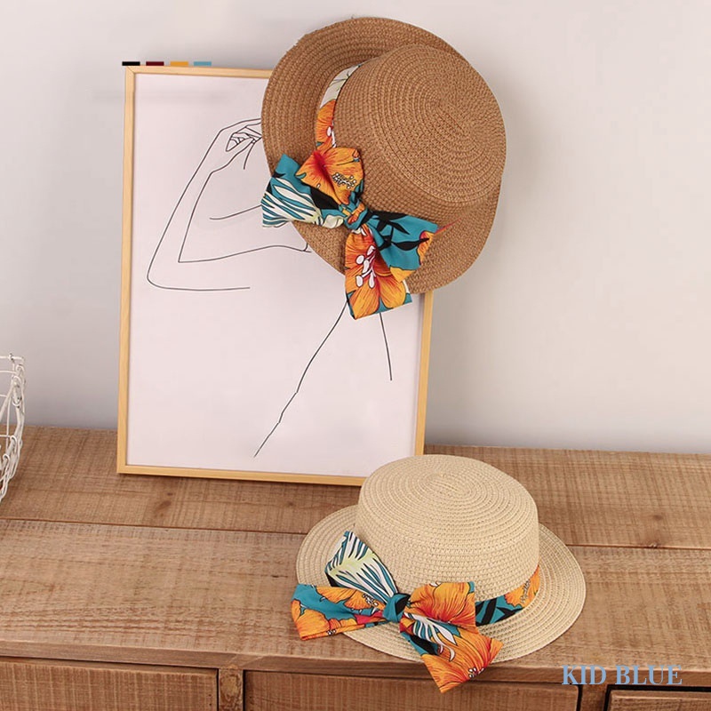Mũ Cói Chống Nắng Đính Nơ Phong Cách Bohemian Thời Trang Mùa Hè Dành Cho Bé Gái