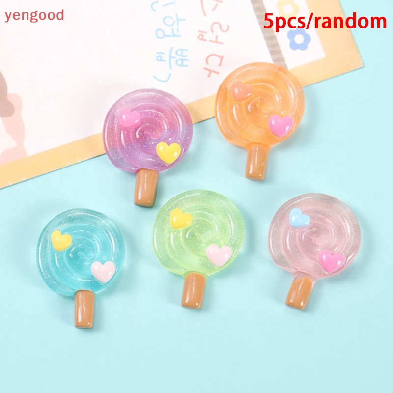 Bộ 5 Kẹo Mút Trong Suốt Bằng Nhựa Resin Trang Trí Sổ Tay DIY