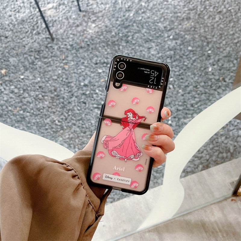 Ốp Điện Thoại Nắp Gập In Hình Công Chúa Disney Ariel CINDERELLA JASMINE Sang Trọng Cho Samsung Galaxy Z Flip 4 3 5G Z Flip 3 Flip4