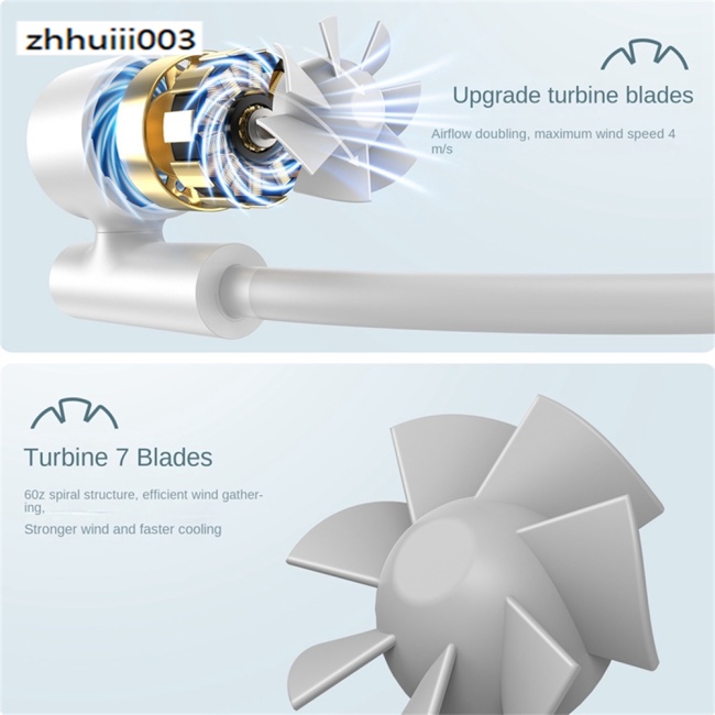 Quạt Thể Thao Đeo Cổ Không Cánh Chạy Pin 2400mah Hai Đầu Yên Tĩnh Có Thể Sạc Lại Bằng Cổng Usb Hiệu Zhi