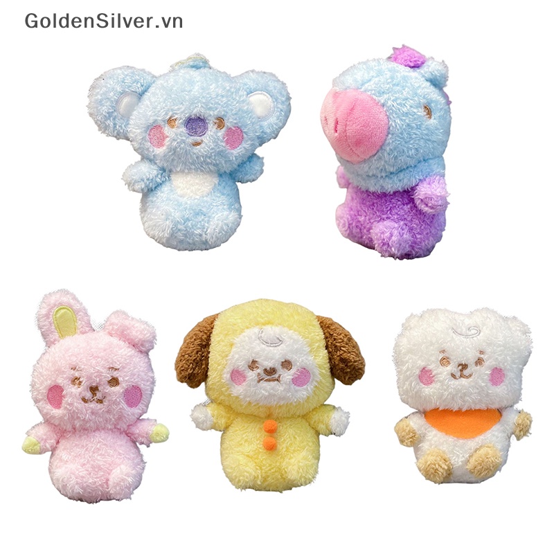 Móc Khóa Hình Đồ chơi nhồi bông BT21 Kpop Goldsilver 10CM Đáng Yêu
