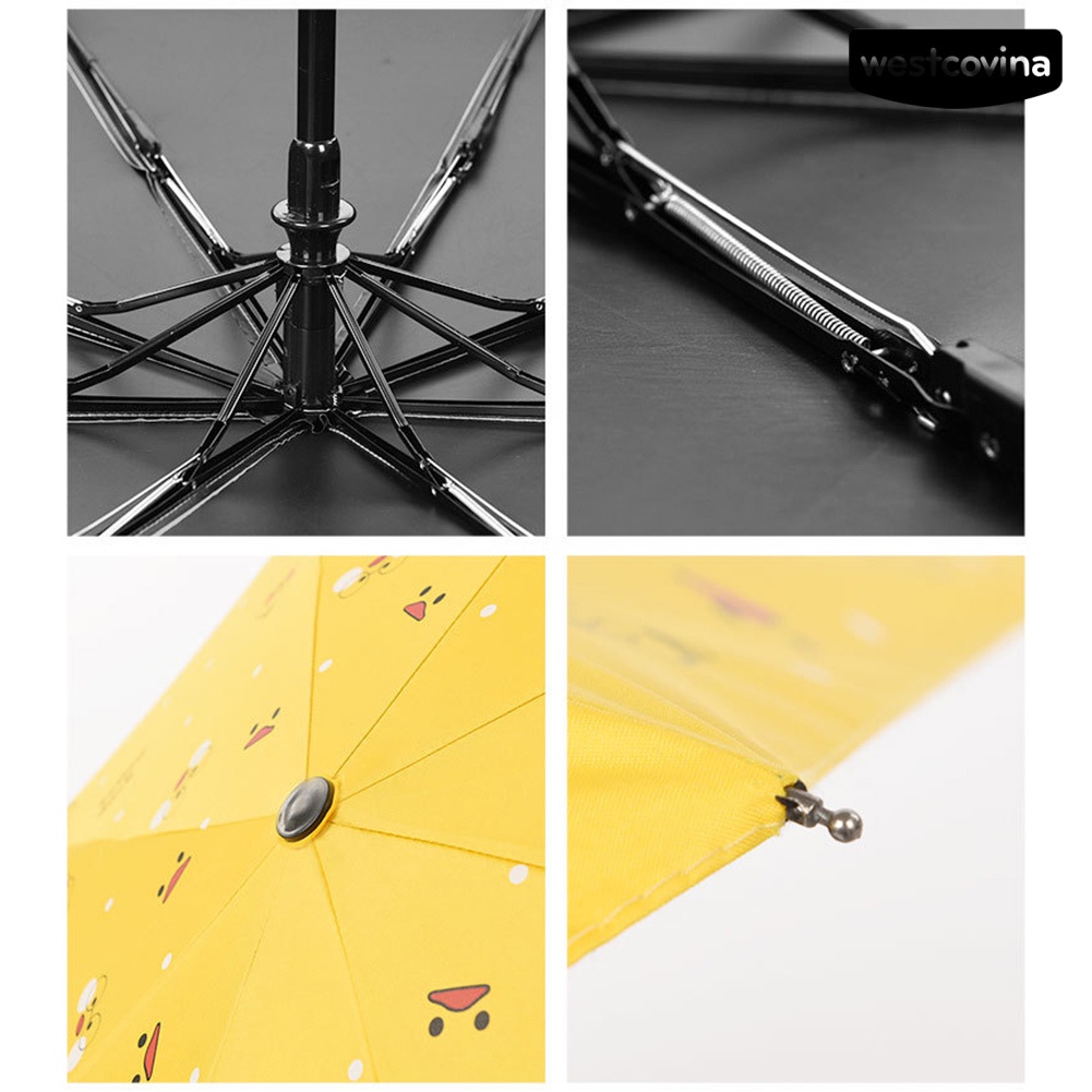 [COD]☁Dù Che Mưa Chống Tia UV / Gió / Thấm Nước In Họa Tiết Vịt Hoạt Hình