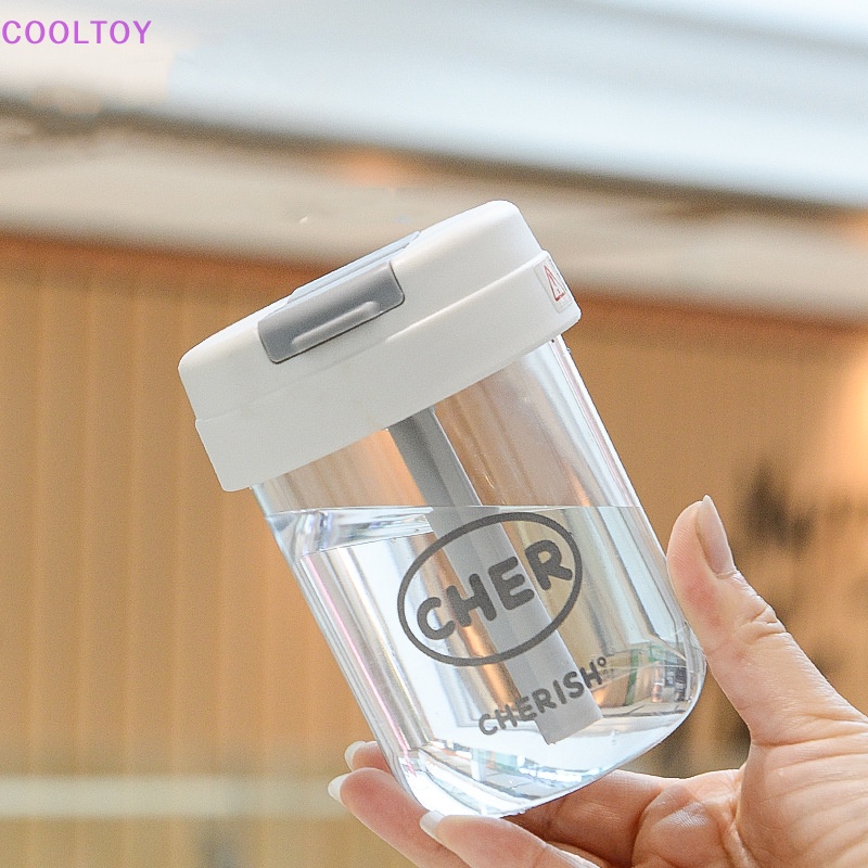 Bình Nước Nhựa Mini 300ml Kèm Ống Hút Di Động Dễ Thương Có Thể Tái Sử Dụng