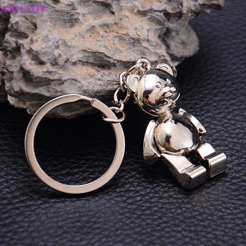 Móc Khóa Kim Loại Hình Gấu 3D Dễ Thương