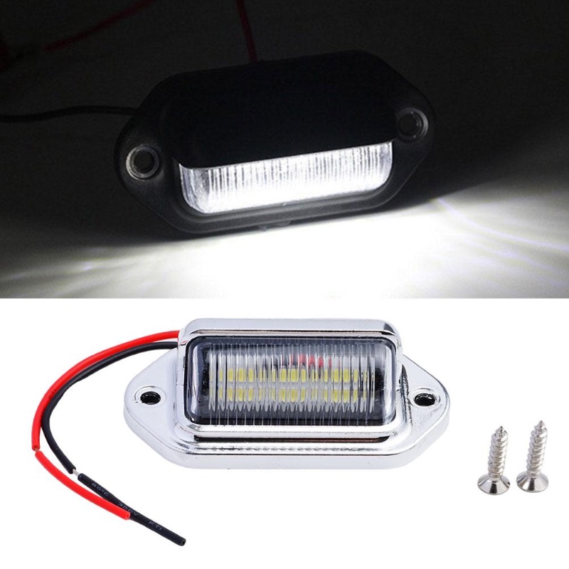 Đèn LED 6 Bóng 12 / 24V Ánh Sáng Trắng Siêu Sáng Chống Thấm Nước Gắn Biển Số Xe Tải SUV