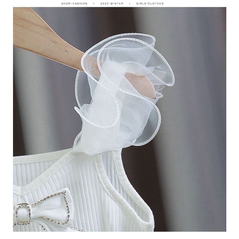 Áo Thun Không Tay Thắt Nơ Thời Trang Dành Cho Bé Gái