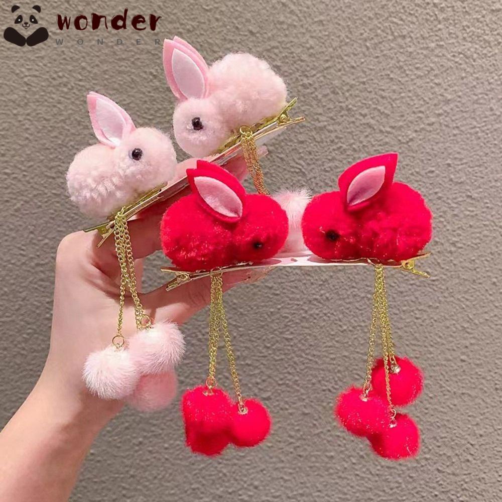 1 Cặp Kẹp Tóc Hình Thỏ Phong Cách Trung Hoa Dễ Thương