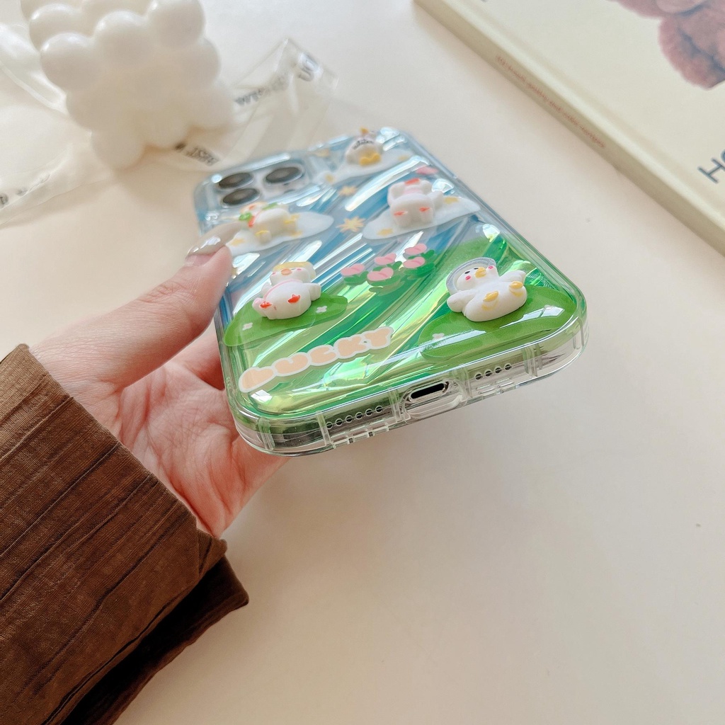 Ốp Điện Thoại TPU Mềm Trong Suốt Chống Sốc In Họa Tiết Hoa / Vịt Dễ Thương Dành Cho iPhone 14 13 12 11 Pro Max