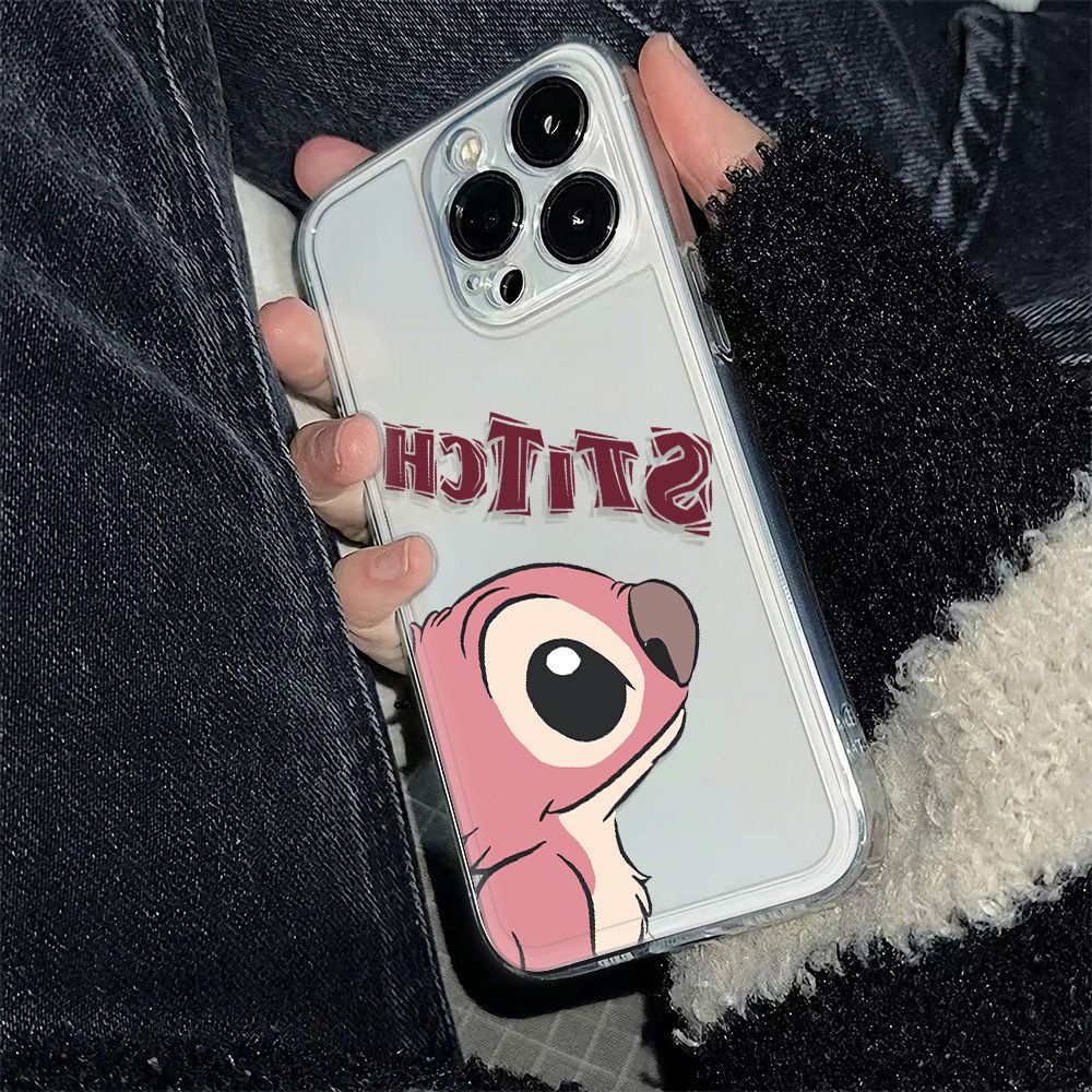 ✅Ốp Điện Thoại Dẻo Màu Hồng Họa Tiết Hoạt Hình Stitch Dễ Thương Chống Sốc Cho iPhone12max 13116ins 14pro UUP6 plus78