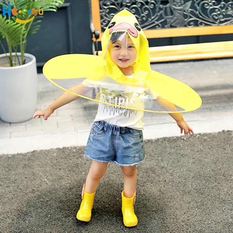 Áo Mưa UFO Hình Vịt Vàng Hoạt Hình Đáng Yêu Cho Trẻ Em