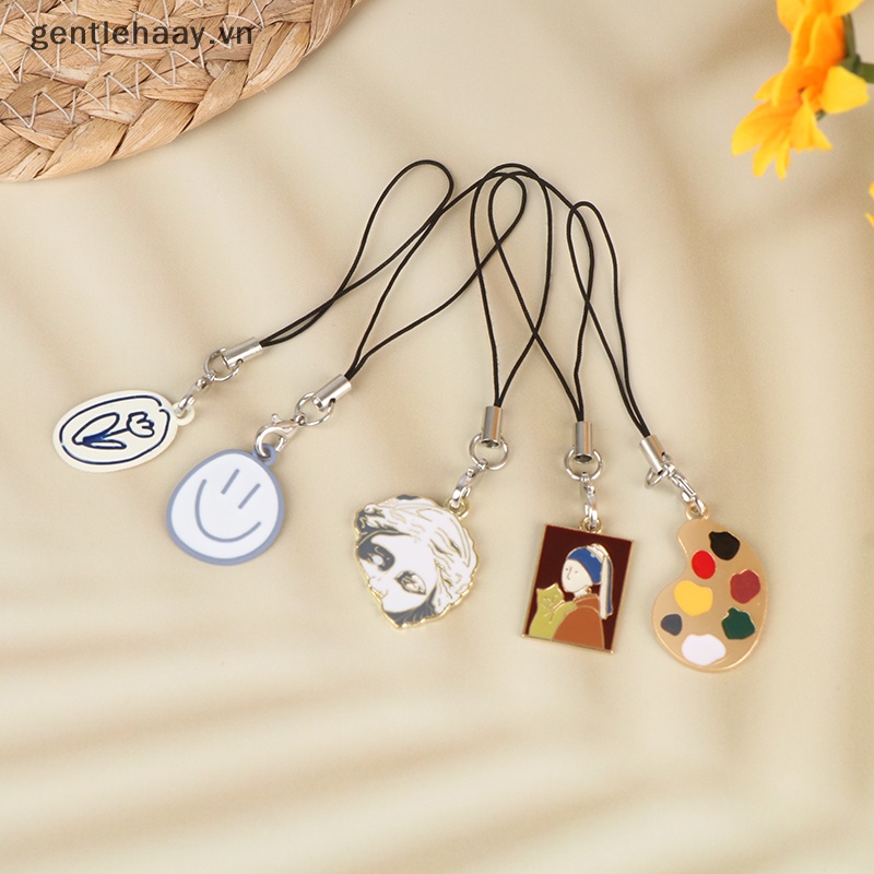 Gg Dây Móc Khóa Kim Loại Hình Bảng Màu Dầu Paing Hoa Trang Trí Túi Xách / Điện Thoại / Ổ Đĩa U