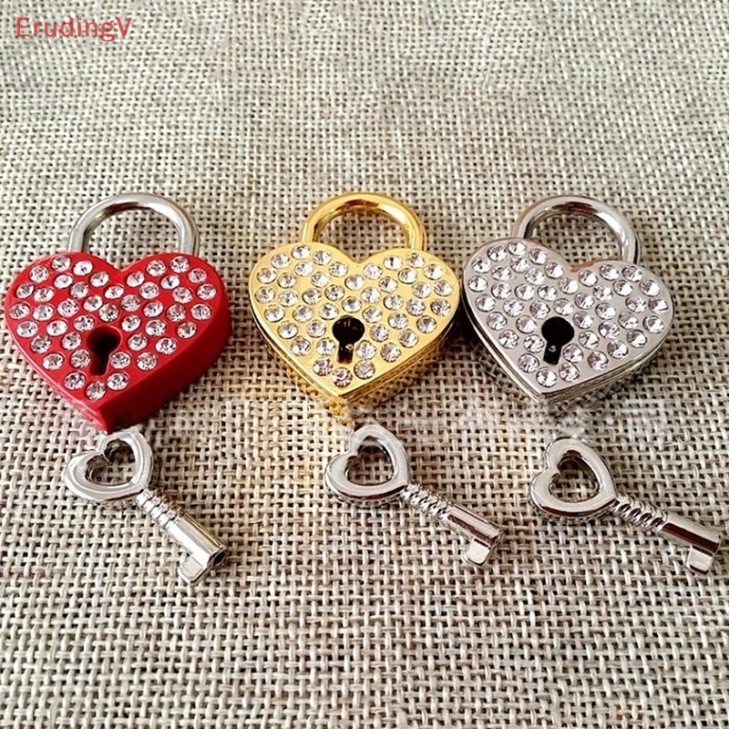 [ErudingV] Ổ Khóa Hộp Trang Sức Trái Tim Mini Thời Trang Kèm Chìa Khóa Túi Hành Lý Trang Trí [Mới]