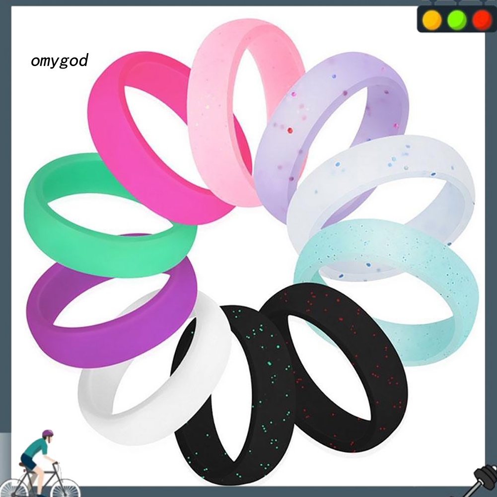 Bộ 10 Nhẫn Silicone Linh Hoạt Không Gây Dị Ứng Cho Cặp Đôi
