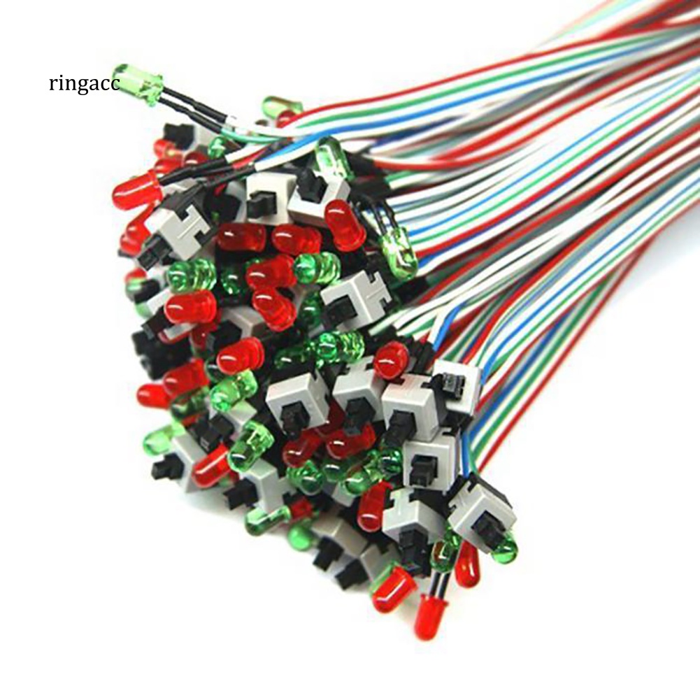 Dây Cáp Nối Bo Mạch Chủ RGA 65cm On / Off / Reset 2 Bóng Đèn LED Cho Máy Tính