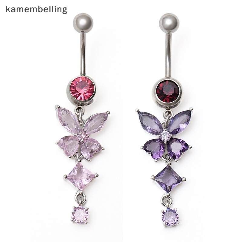 Khuyên Rốn Thép Không Gỉ Đính Đá Zircon Hình Bướm Thời Trang Cho Nữ