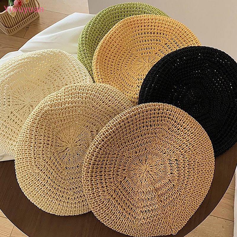 < Yiwuyuan > Mũ Beret Màu Trơn Phong Cách Họa Sĩ Vintage Thời Trang Xuân Hè Mới Cho Nam Và Nữ