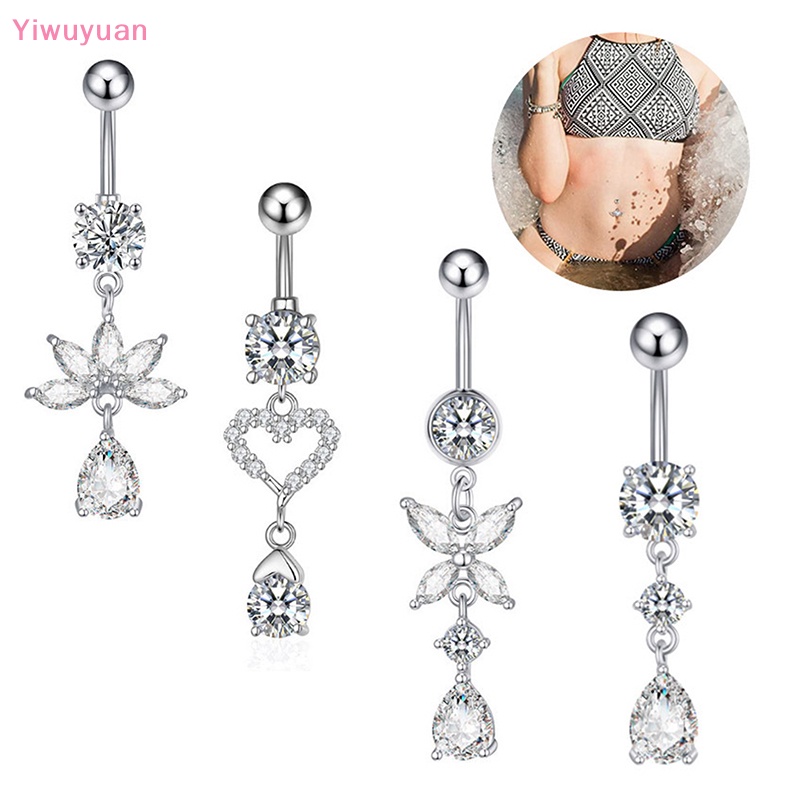 Khuyên Rốn Thép Không Gỉ Hình Bướm Đính Đá Zircon Mới