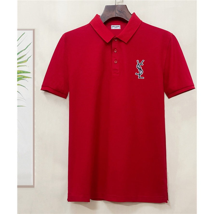 Sa1nt LAURENT Áo Thun polo cotton Thêu logo Thời Trang Cho Nam Size S-4XL