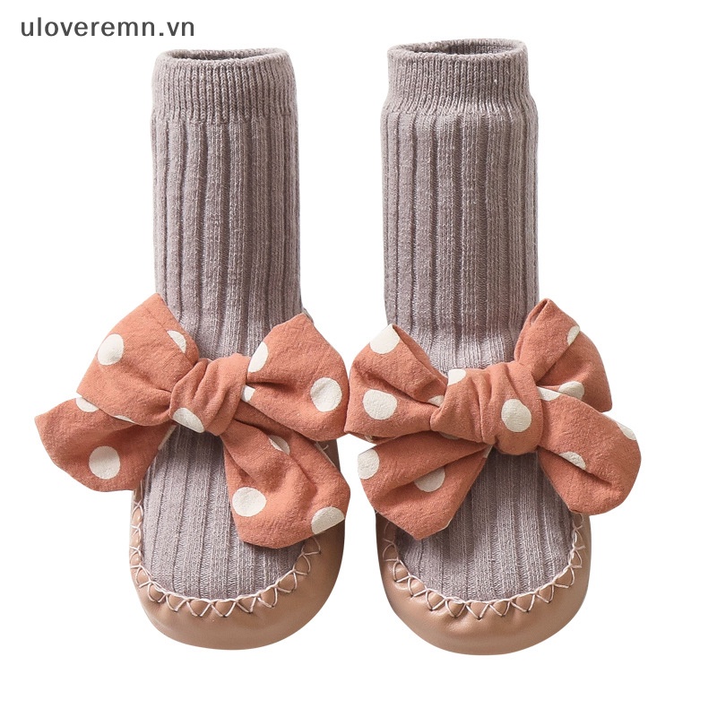 Vớ Da Chống Trượt Đính Nơ Họa Tiết Chấm Bi Xinh Xắn Cho Bé Gái