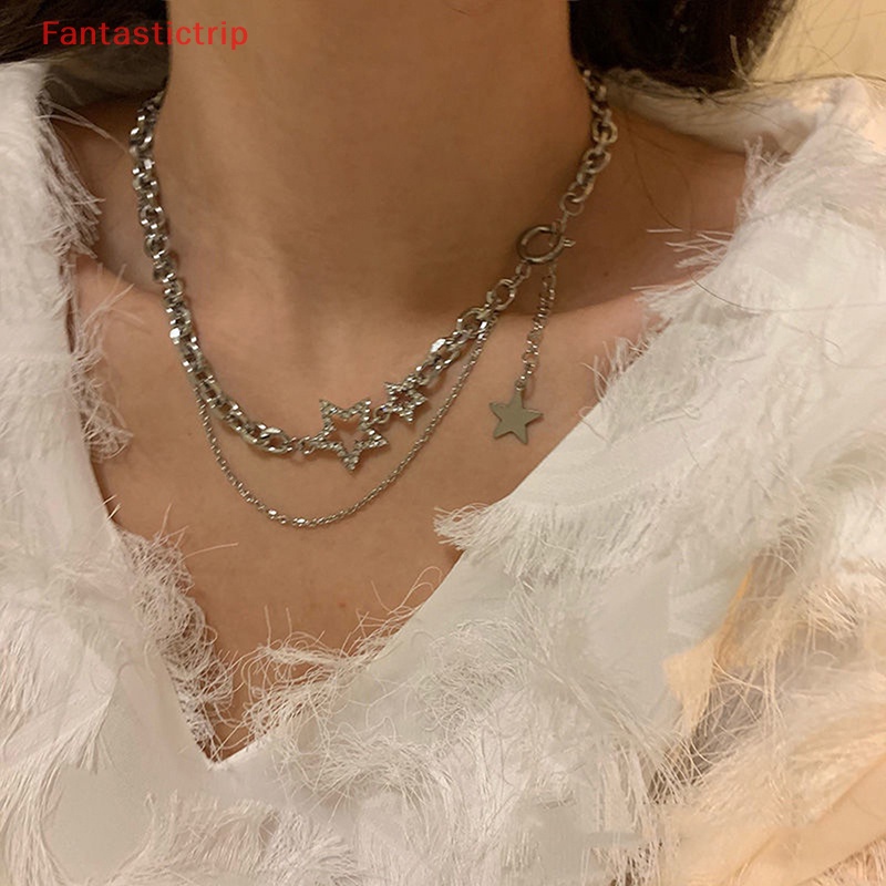 Vòng Cổ Choker Y2k Nhiều Lớp Đính Đá Zircon Hình Ngôi Sao Lấp Lánh Thời Trang Cho Nữ