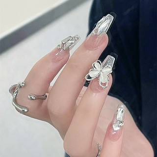 Set 24 Móng Tay Giả Đính Đá Mắt Mèo 3D