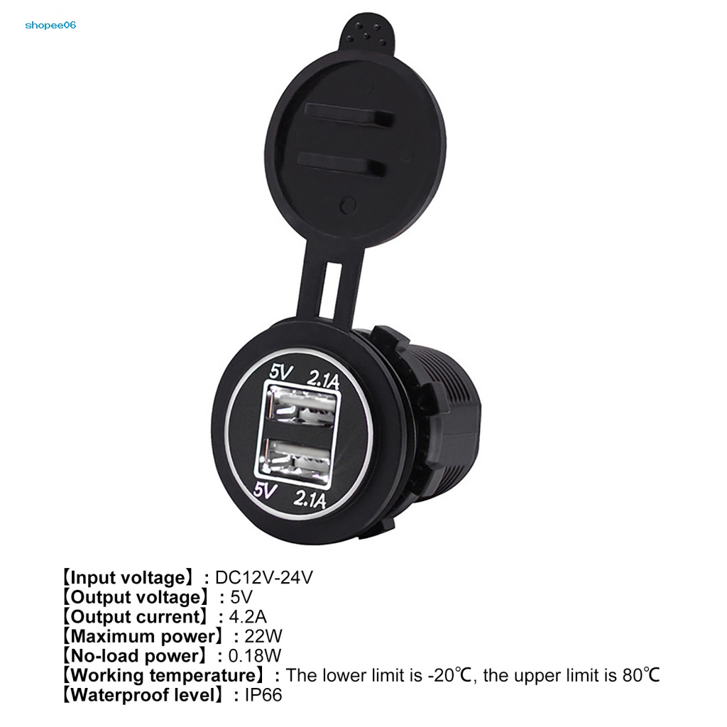 Tẩu Sạc Nhanh 4.2A Hai Cổng Usb Thông Dụng Chống Thời Tiết Cho Xe Hơi / Xe Máy