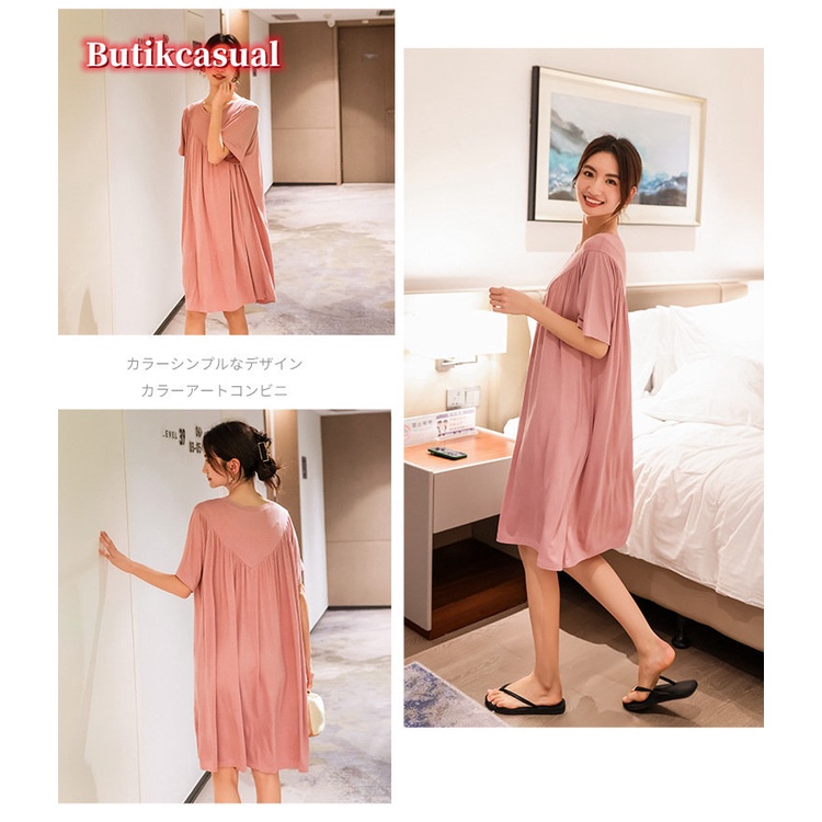 Đầm Cotton Chữ A Dáng Rộng Xếp Ly Tay Ngắn Cổ Tròn Màu Trơn Thoải Mái Thời Trang Mùa Hè 2023 Cho Nữ