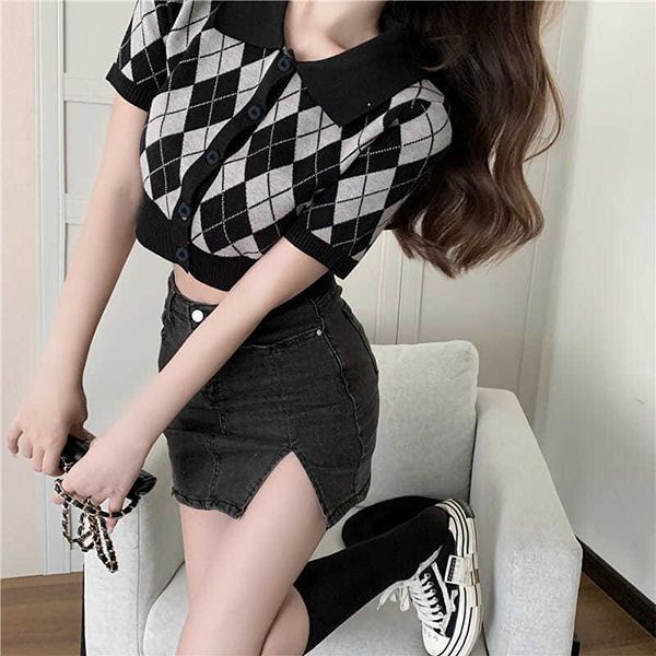 Áo Thun Cardigan Dệt Kim Mỏng Tay Ngắn Kẻ Sọc Kiểu Vintage Thời Trang Mùa Hè Cho Nữ