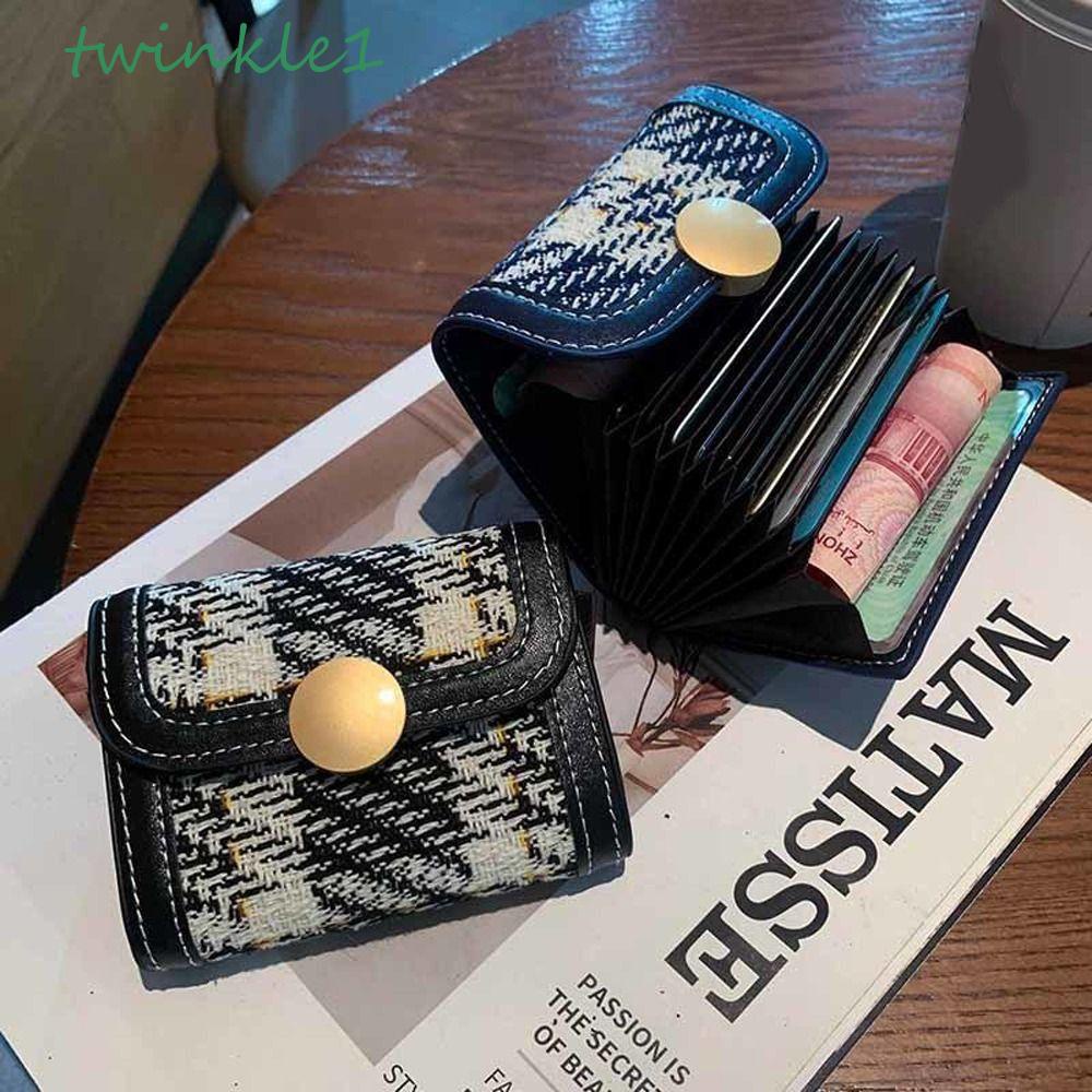 Ví Đựng Tiền Xu Nhiều Ngăn Họa Tiết Kẻ Sọc Kiểu Dáng Thanh Lịch Dành Cho Nam Và Nữ