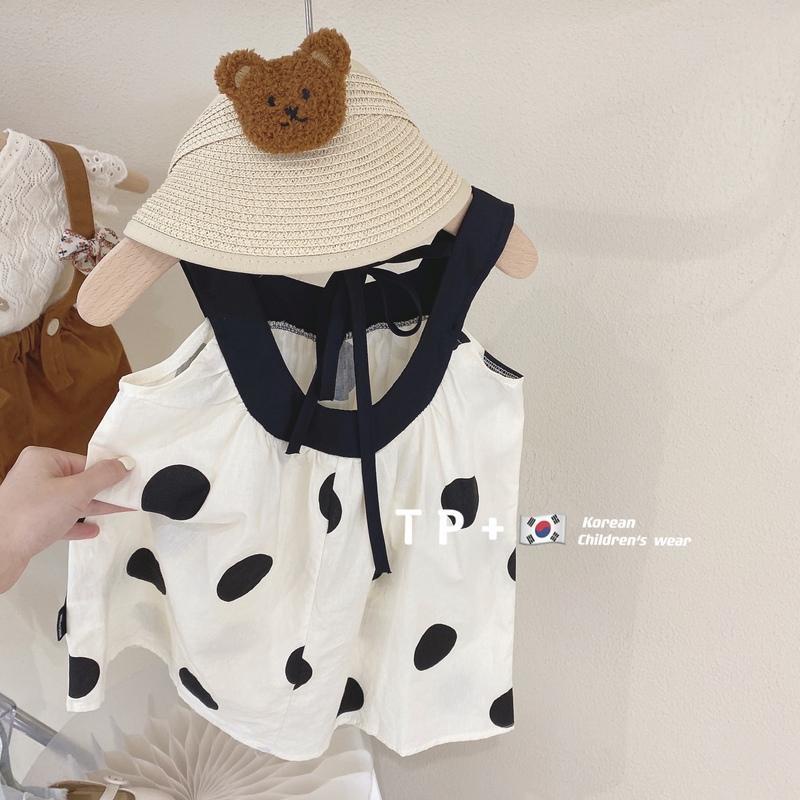 Đầm Công Chúa Hai Dây Hở Lưng Họa Tiết Chấm Bi / Kẻ Sọc Phong Cách Hàn Quốc Thời Trang Cho Bé Gái