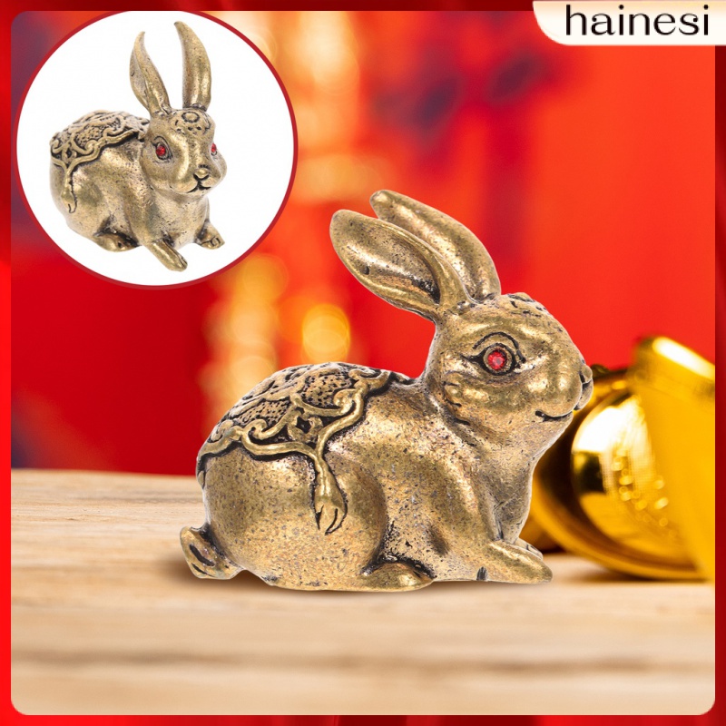 Car Decoration Chinoiserie Brass Lucky Rabbit Statue Gift Animal