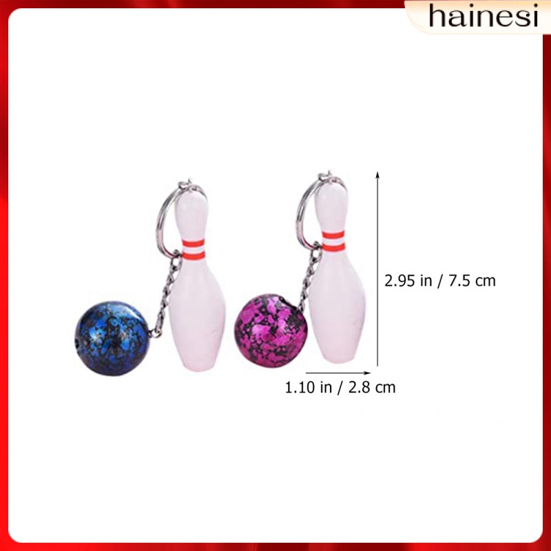 Set 4 Móc Khóa Kim Loại Hình Bowling Dễ Thương