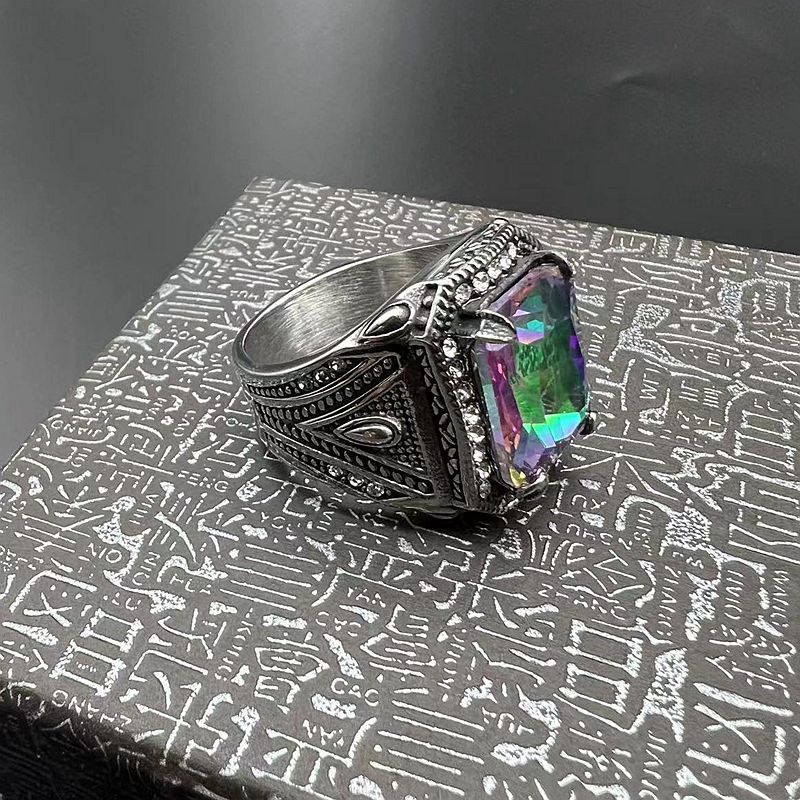 Nhẫn Đính Hôn Bằng Thép Titan Đính Đá Zircon Thời Trang Cho Nam