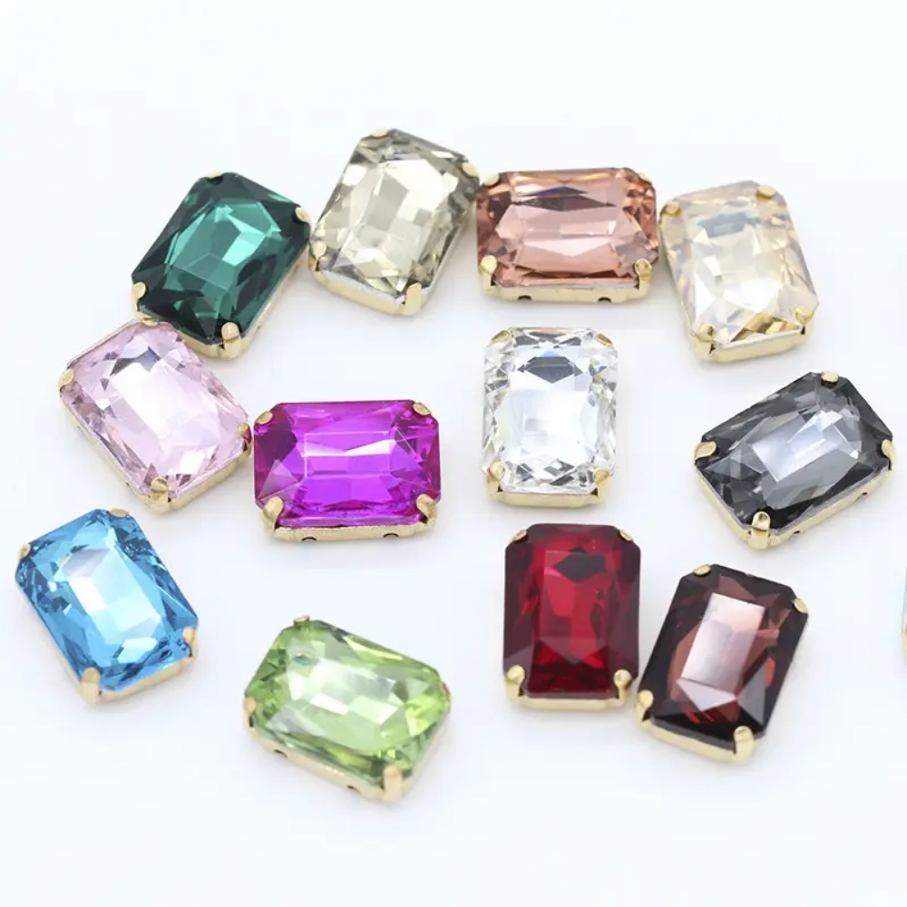 Miếng Lót Quần Áo Hình Bát Giác Đính Đá Pha Lê Lấp Lánh Thời Trang 10 * 14mm / 13 * 18mm