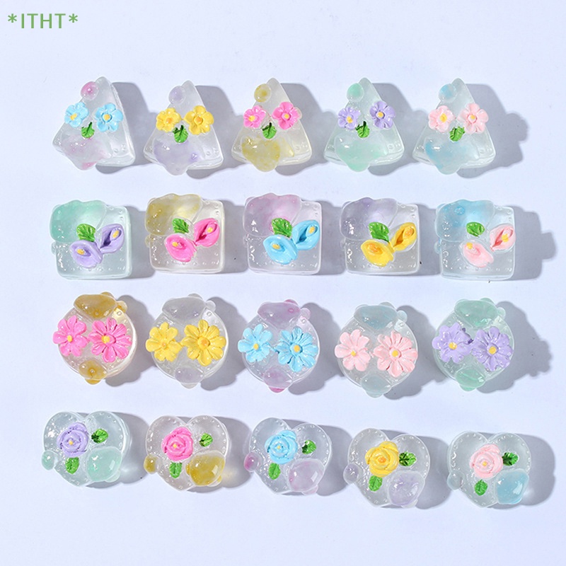 Bộ 2 Gel Dạ Quang Hình Bánh Kem / Thức Ăn / Trang Sức / Móc Khóa Trang Sức / Điện Thoại Mini DIY Mới