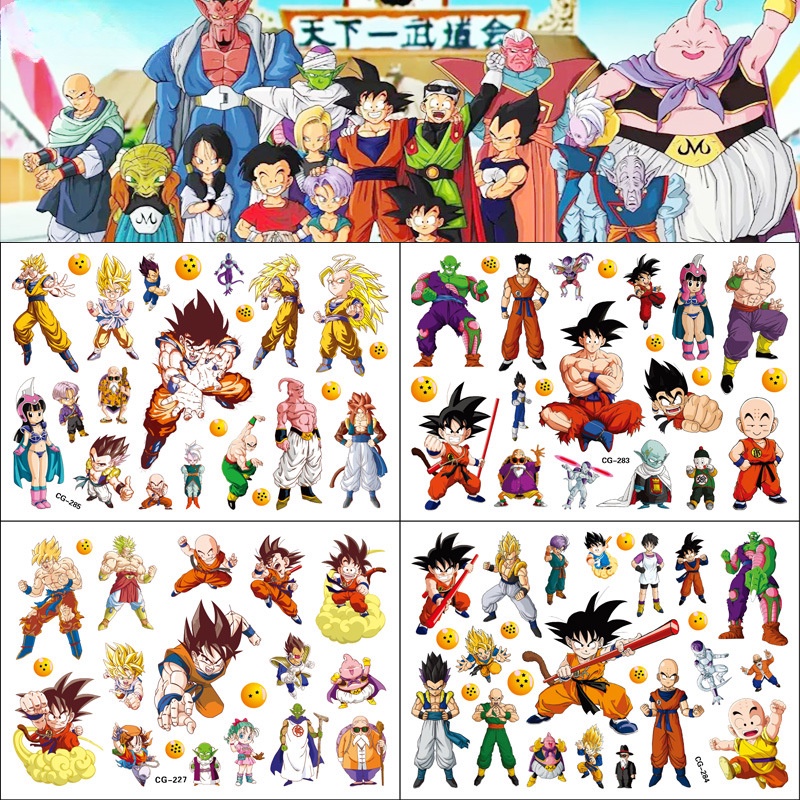 Hình Xăm Dán Tạm Thời Họa Tiết Hoạt Hình Dragon Ball Độc Đáo