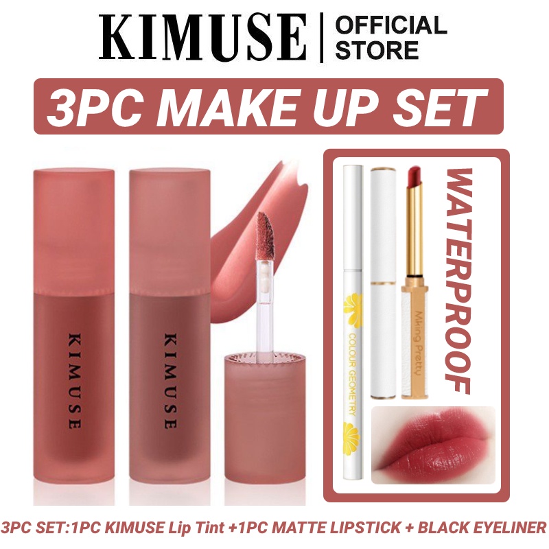 Set 3 Son Kem Bóng Không Thấm Nước Lâu Trôi KIMUSE 13 Màu Tùy Chọn