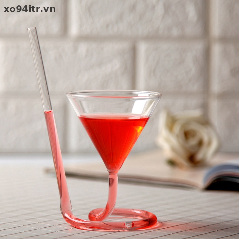Ống Hút Thủy Tinh Uống Rượu Sâm Panh Hình Xoắn Ốc Sáng Tạo