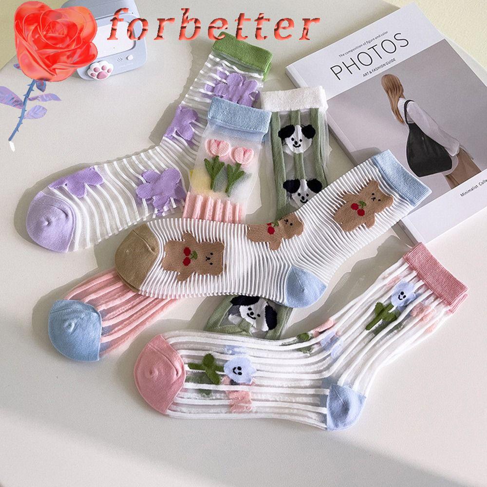 Vớ Lụa Thủy Tinh Siêu Mỏng Họa Tiết Động Vật Hoạt Hình Phong Cách Nhật Bản Thời Trang Mùa Hè