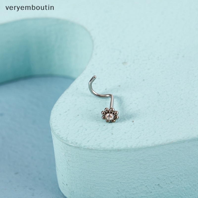 Khuyên Mũi Inox Trong Suốt Hình Bông Hoa Dễ Thương Cho Nữ