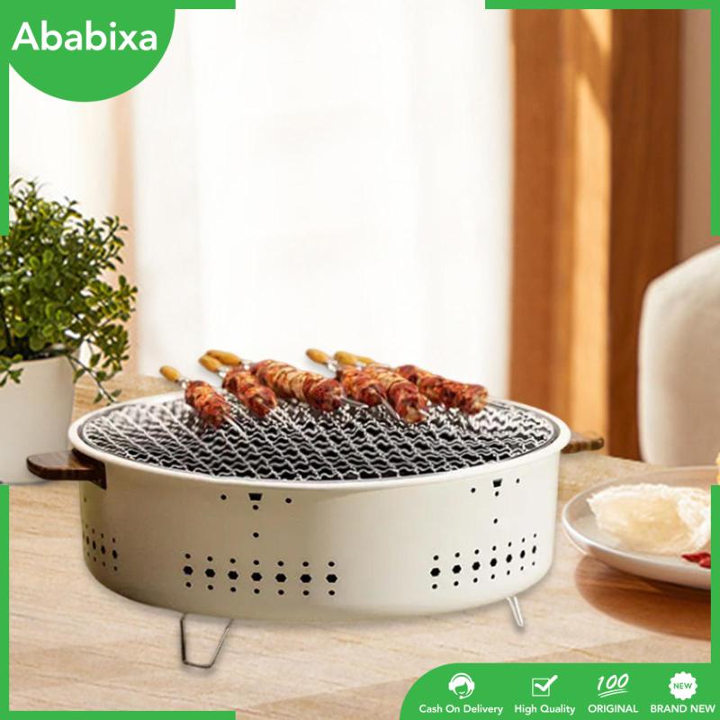 Vỉ Nướng Hình Tròn 12.2x5.5inch Tay Cầm Bằng Gỗ Chống Bỏng Siêu Bền Tiện Dụng Mang Theo Du Lịch Dã Ngoại