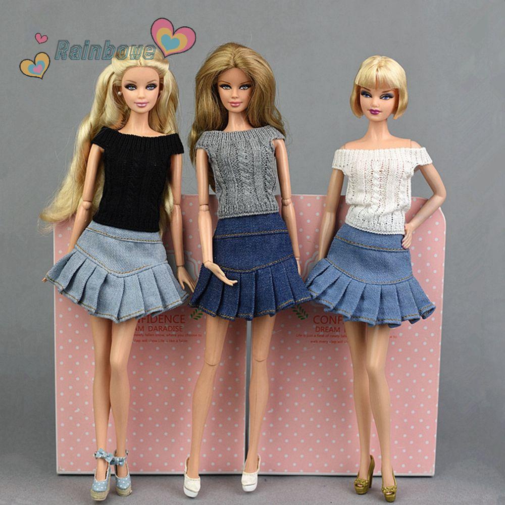 1 Bộ Áo Len Dệt Kim Mini Màu Cầu Vồng Dành Cho Búp Bê