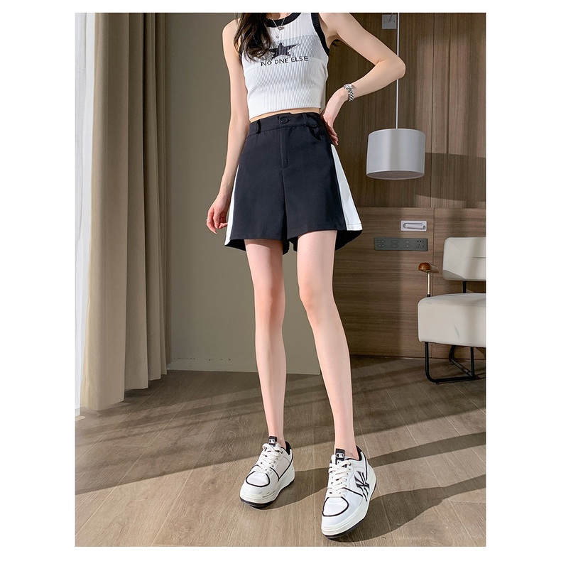 Quần Short Lưng Cao Màu Sắc Tương Phản Thời Trang Mùa Hè Mới Cho Nữ