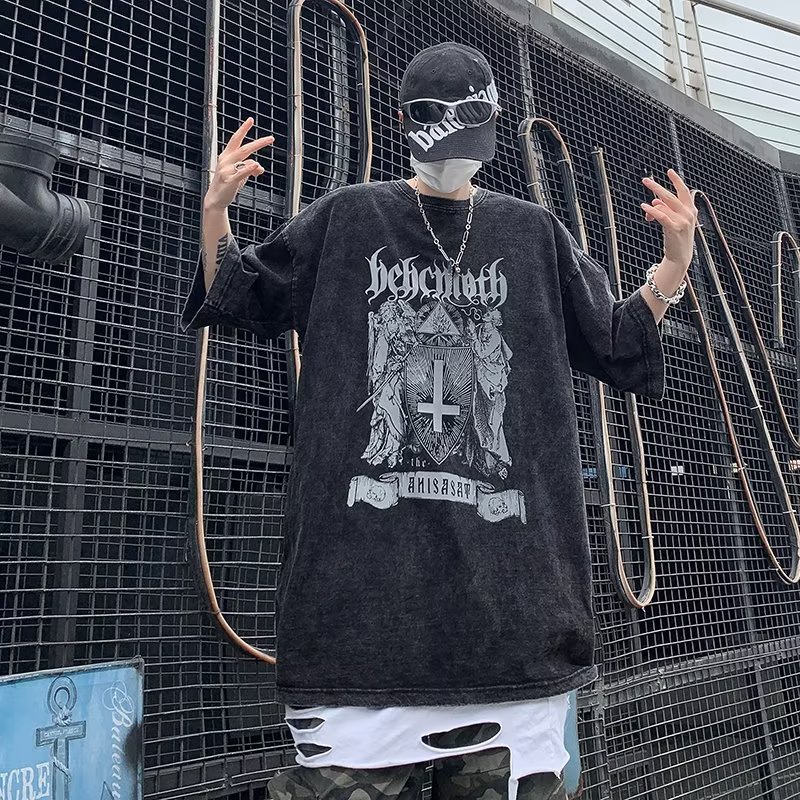 Áo Thun Cotton Ngắn Tay Phong Cách Retro Đường Phố Cho Nam