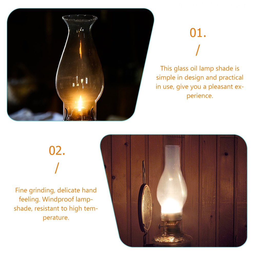 Bộ 2 Chụp Đèn Dầu Bằng Thủy Tinh Thời Trang Cổ Điển