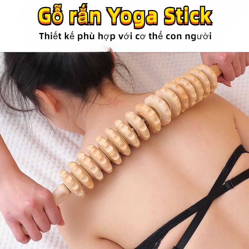 Dụng Cụ Con Lăn Massage Toàn Thân Bằng Gỗ Trơn Giúp Thư Giãn Cơ Lưng