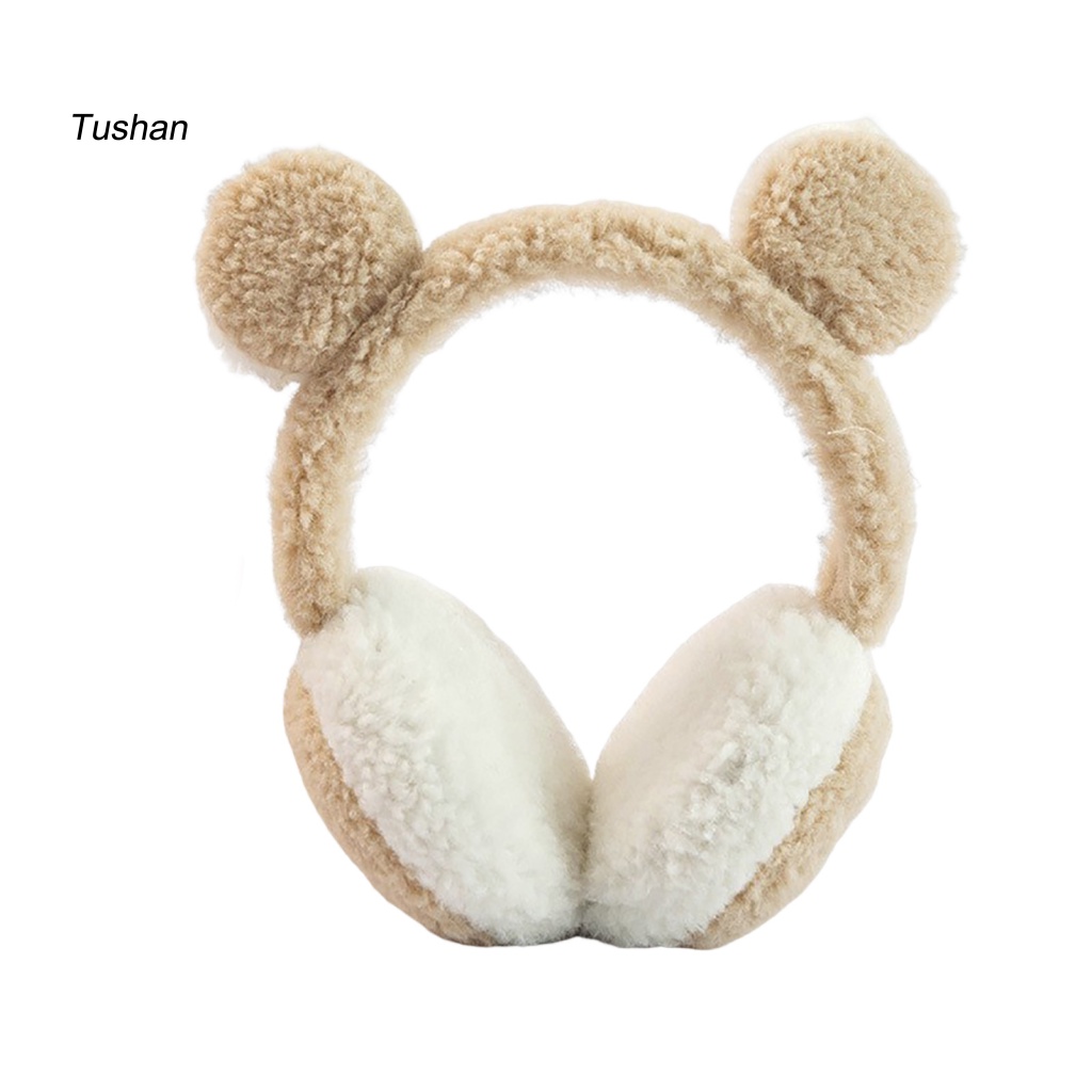 Chụp Tai Giữ Ấm Mùa Đông Bằng Vải Bông Dày Dặn Mềm Mại Co Giãn Màu Kẹo Họa Tiết Hoạt Hình