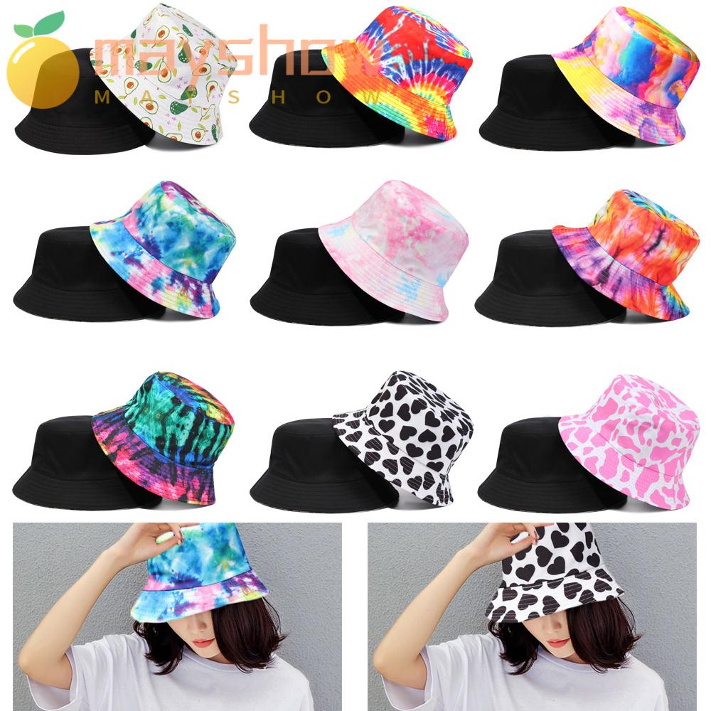 Nón Bucket Che Nắng Đi Biển In Họa Tiết Bướm / Màu Nhuộm Có Thể Gấp Gọn